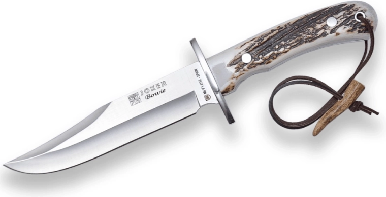 Joker CC96 bowie cuțit de vânătoare 16 cm, mâner din corn de cerb, teacă din piele