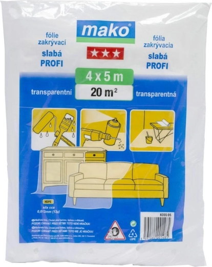 Folie de acoperire PROFI 4 × 5 m, 12 µm, HDPE transparentă