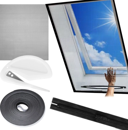 Plasă împotriva insectelor pentru fereastră de mansardă, neagră 140 × 120 cm