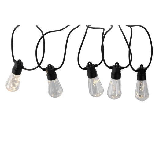 Șir luminos de grădină 20 m, 20 LED, alb cald, IP44, 12 V cu cleme