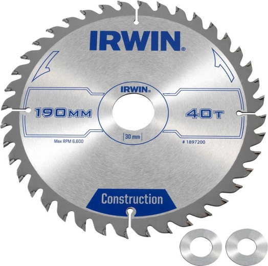 Pânză de circular IRWIN 190 mm, 40 dinți, tăiere subțire pentru lemn și plăci