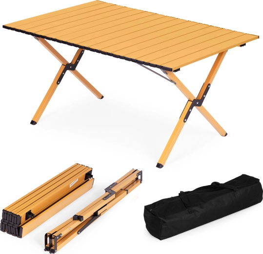 Masă de camping pliabilă 90 × 60 cm cu geantă de transport MultiGarden