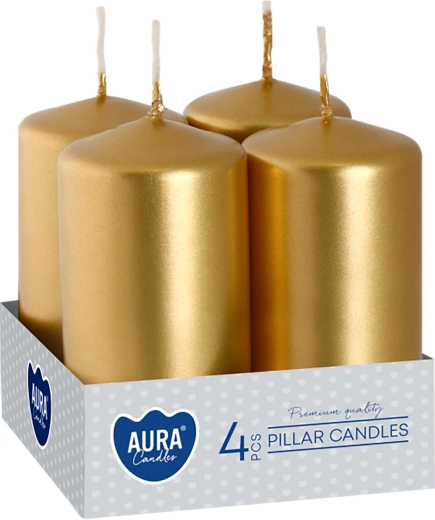 Lumânări de Advent metalice aurii lucioase 80 × 40 mm - 4 buc.
