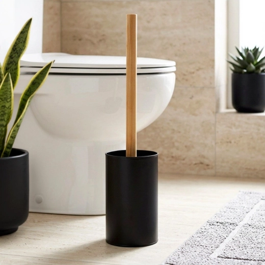 Negru mat elegant + mâner din bambus
