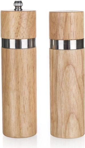 Set râșniță de piper și solniță BRILLANTE 15,2 × 4 cm, lemn de arbore de cauciuc