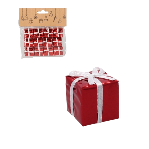 Set de 12 ornamente de Crăciun în formă de cadouri, 2,5 cm