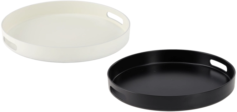 Tavă rotundă de servire cu mânere 33 cm alb-negru
