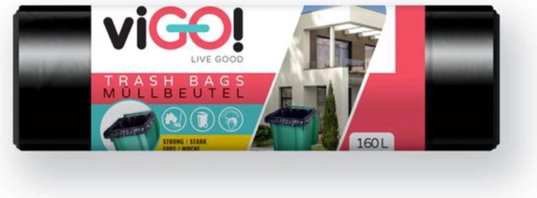 Saci de gunoi 160 l VIGO DeLuxe, negri, 10 buc