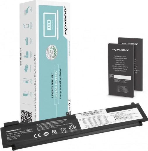 Baterie Movano pentru Lenovo ThinkPad T460s și T470s (spate, 2100 mAh / 24 Wh)
