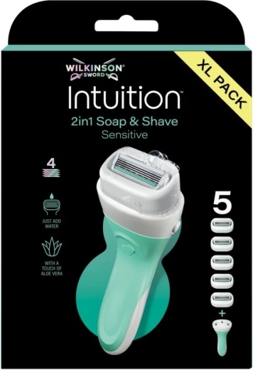 Wilkinson Intuition 2v1 Soap & Shave Sensitive aparat de ras pentru femei cu săpun