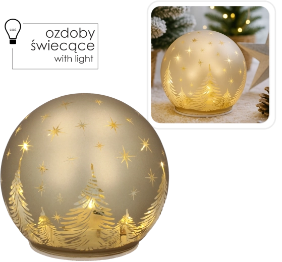 Sferă LED din sticlă aurie cu efect de cer înstelat 12 × 11 cm