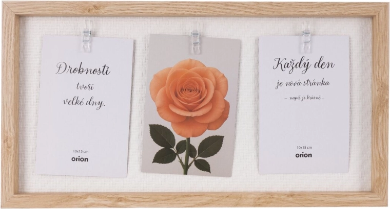Ramă foto din lemn pentru 3 fotografii, 42 × 22 cm – Bej