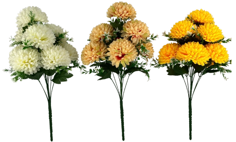 Crenguță artificială – buchet de crizanteme 51 cm, mix de culori