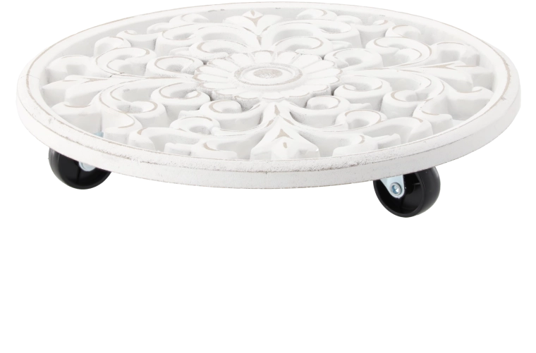 Suport rotund alb din lemn pentru ghiveci 29 cm