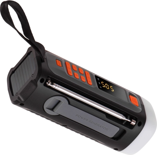 Trei surse de alimentare: solar, manivelă și USB‑C