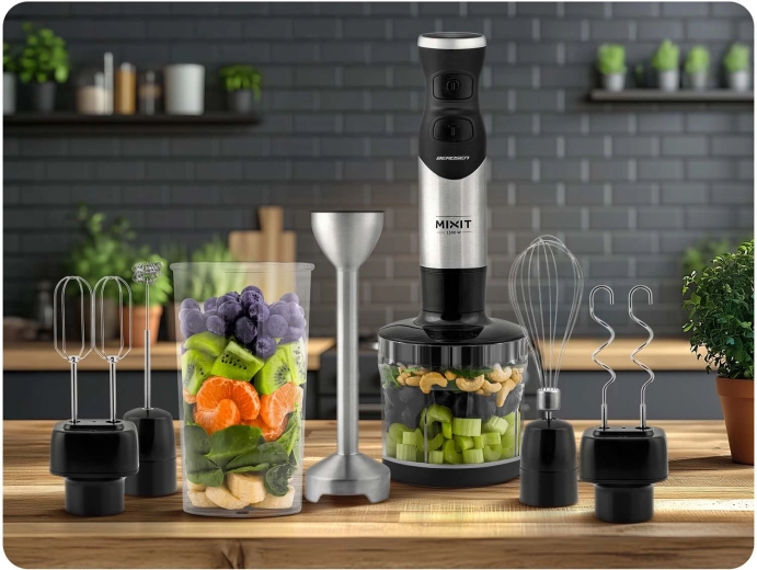 Set bogat 6 în 1: mixare, tocare, batere și frământare