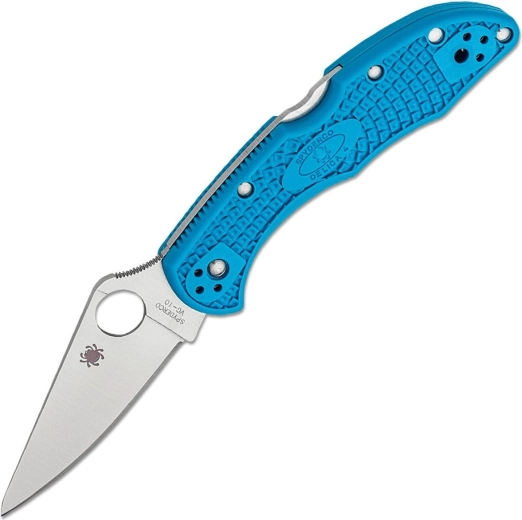 Spyderco Delica 4 albastru EDC cuțit pliabil cu șlefuire plană, VG-10, Satin
