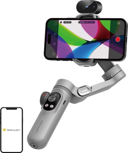 Stabilizator Aochuan Smart X Pro pentru smartphone cu senzor AI, gri