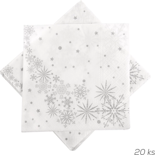 Șervețele de hârtie cu motiv de stele și fulgi de zăpadă 33 × 33 cm (20 buc)