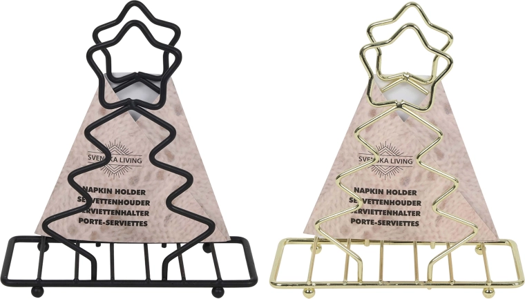 Suport pentru șervețele Brad de Crăciun auriu/negru
