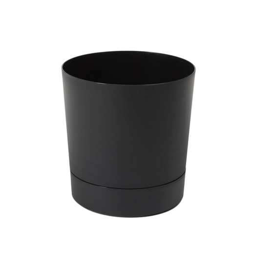 Ghiveci cu farfurioară Aura 20 cm negru mat