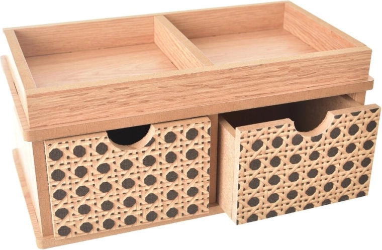 Cutie pentru bijuterii BOHO din lemn cu două sertare