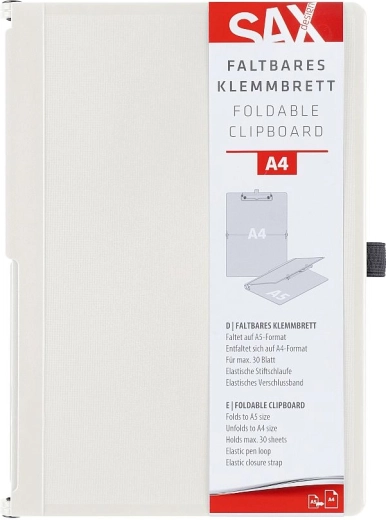 Mapă clipboard SAX A4 cu clips, închidere, culoare crem