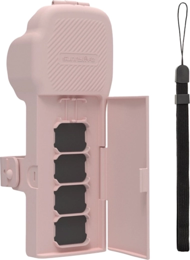 Husă de protecție Sunnylife cu curea și șnur pentru gât pentru DJI Osmo Pocket 3 – roz