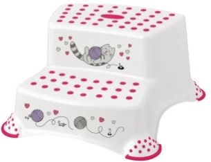 Scăunel dublu pentru copii cu suprafețe antiderapante CAT, alb 40,5 × 37 × 21 cm