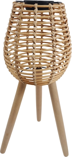 lampion solar din ratan pe picioare din lemn 52 cm LED