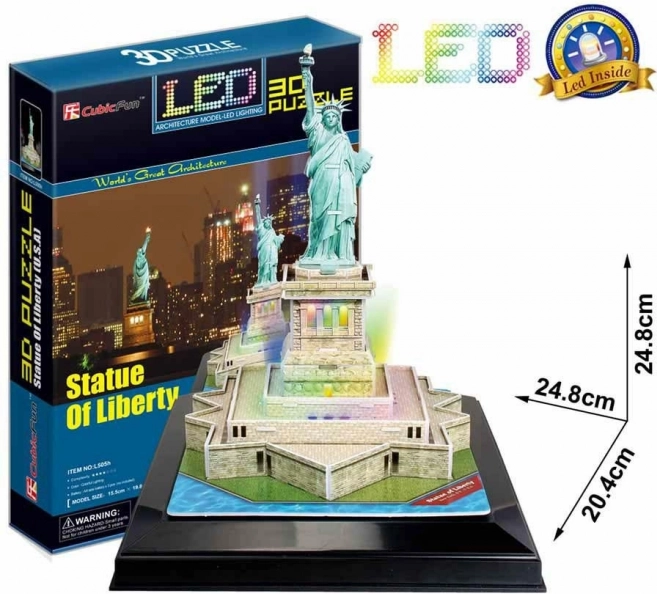 Puzzle 3D iluminat Statuia Libertății 37 piese