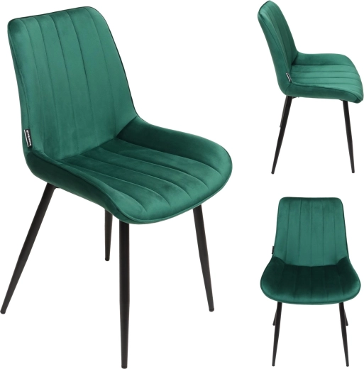 Scaun tapițat din catifea pentru dining și living, loft, verde sticlă
