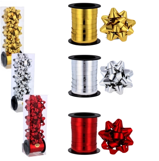 Set de ambalare cadouri – panglică 20 m și fundițe 6 cm