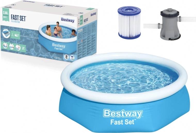 Piscină gonflabilă BESTWAY Fast Set 244 × 61 cm cu filtru