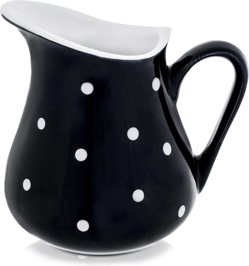 Cănă din ceramică 480 ml neagră cu buline albe