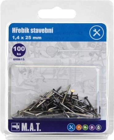 Cuie de construcții 25 × 1,4 mm, 100 buc