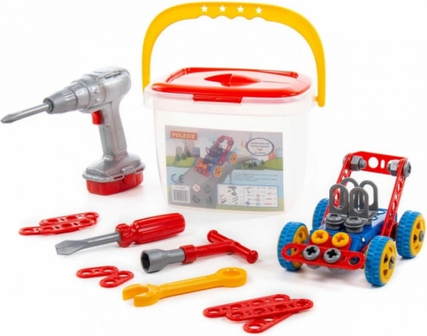 Set de construcție Micul inginer – mașină cu șurubelniță electrică, 91 piese