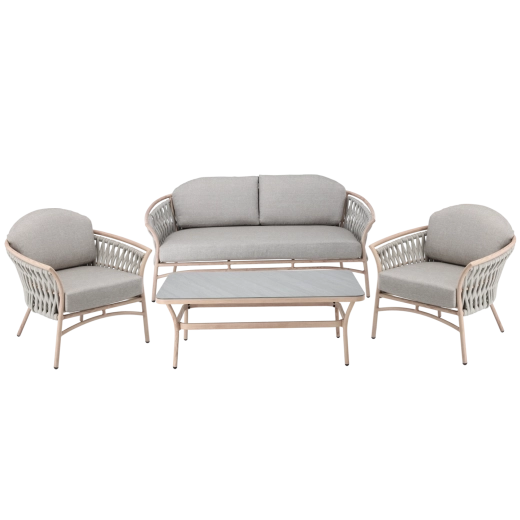 Set de mobilier de grădină din aluminiu VALLETTA cu canapea, 2 fotolii și măsuță - 4 buc.