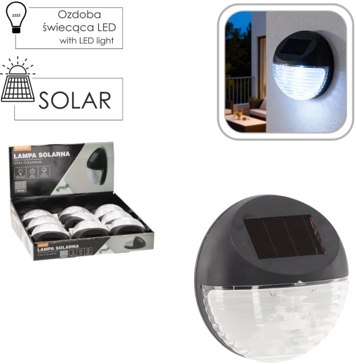 Lumină solară de perete 11,3 × 11,3 × 4,5 cm