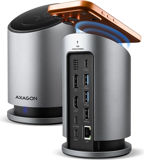 Hub usb-c multiport 9în1 cu încărcare wireless 15 W AXAGON HMC-WL9