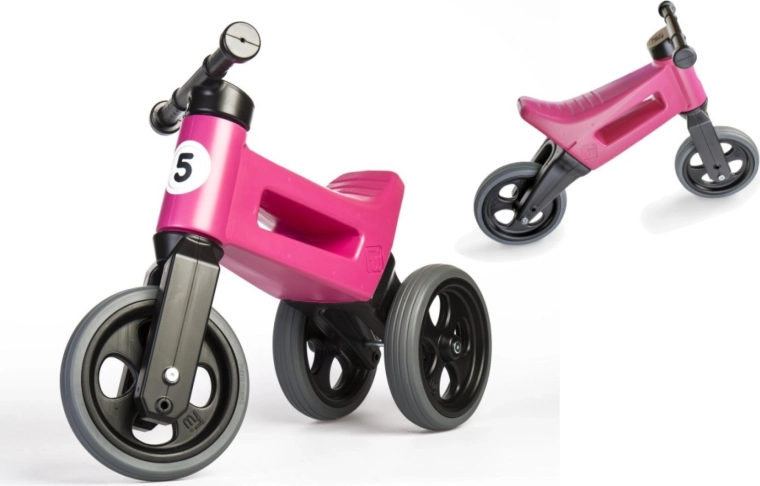 Bicicletă de echilibru Funny Wheels Rider Sport 2‑în‑1 pentru copii – Roz