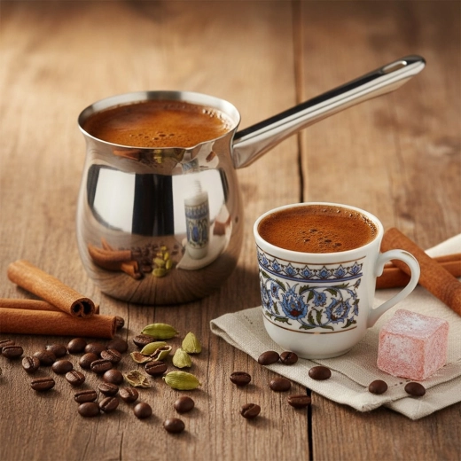 Preparare tradițională a cafelei turcești acasă