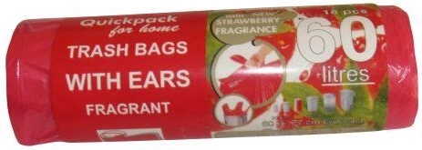 Saci menajeri cu urechi 60 l, 60 × 72 cm, aromă căpșuni (18 buc)