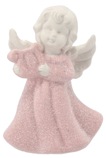 Îngeraș decorativ roz, 11 cm, modele mixte - 1 bucată