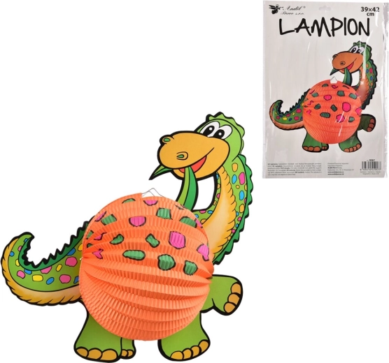 Lampion de hârtie dinozaur portocaliu 39 × 42 cm