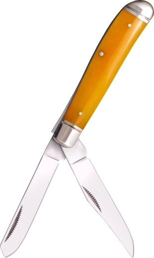 Cold Steel Mini Trapper, cuțit de buzunar galben cu două lame