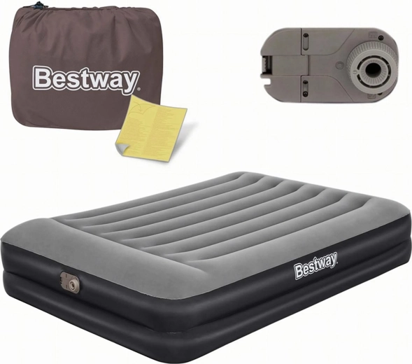 Saltea gonflabilă dublă Bestway cu pompă electrică încorporată și pernă 203 × 152 × 46 cm