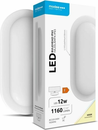 Aplica/Plafonieră LED ovală Modee Bulkhead 12 W 4000 K 1160 lm, albă