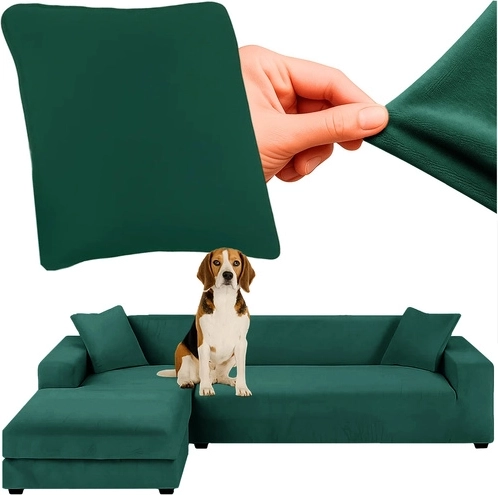 Ruhhy husă elastică din velur pentru canapea de colț 145–185 cm, verde