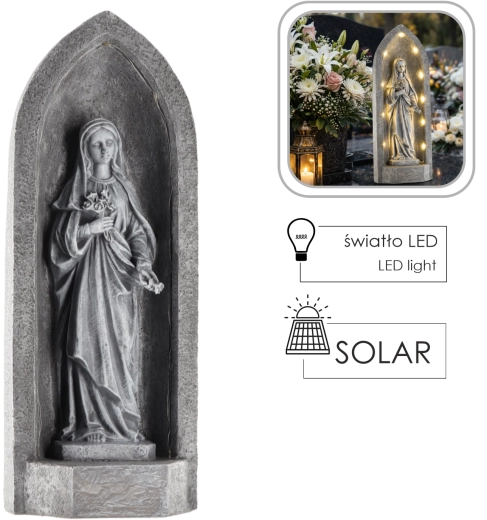Figurină decorativă Fecioara Maria în capelă cu iluminare LED
